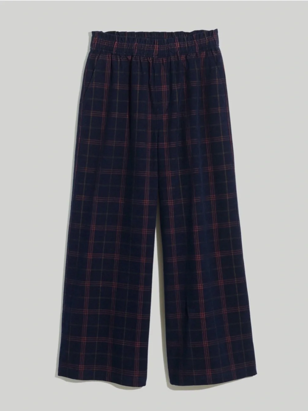 Madewell Corduroy Pull-On Wide-Leg Crop Pants in Windowpane Blue Multi Med #2178 - Picture 4 of 8